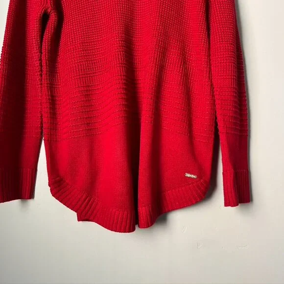 Calvin Klein red waffle knit cowl neck sweater - Picture 8 of 9